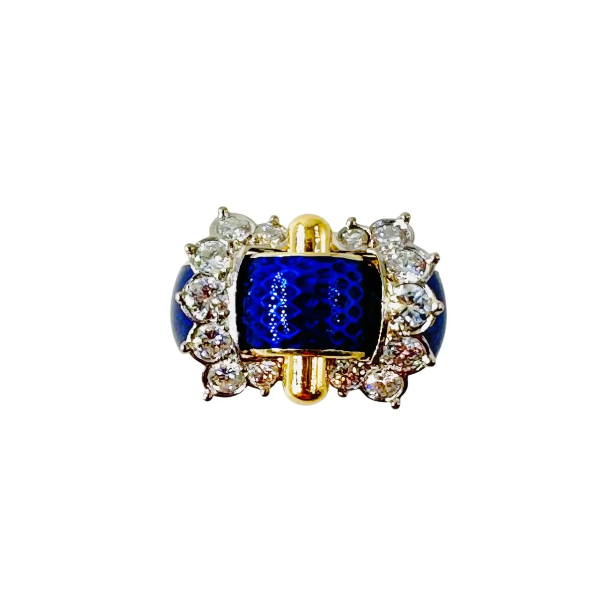 Bague FRED Ceinture en or jaune, or blanc, émail et diamants