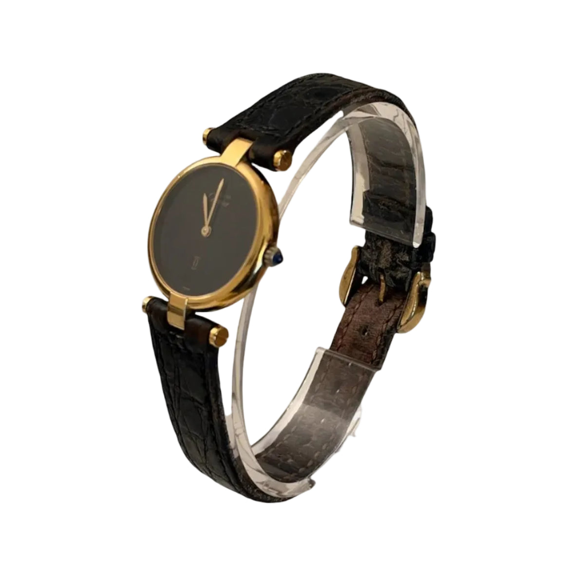 CARTIER "Must Vendôme" Watch in Vermeil and Leather