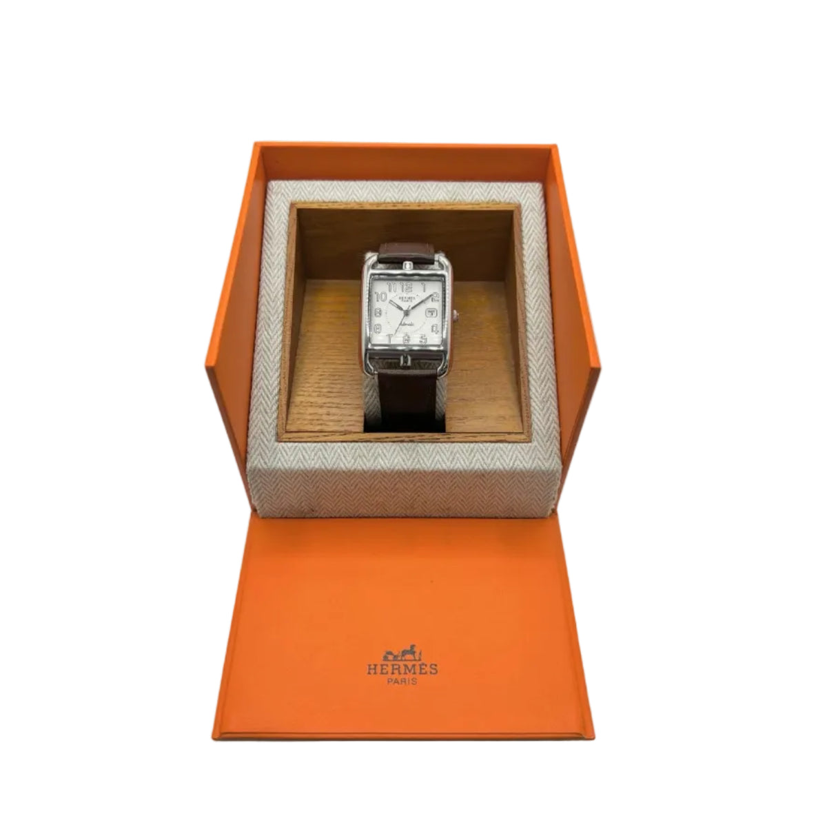 HERMÈS "Cape Cod" Watch in Stainless Steel and Leather