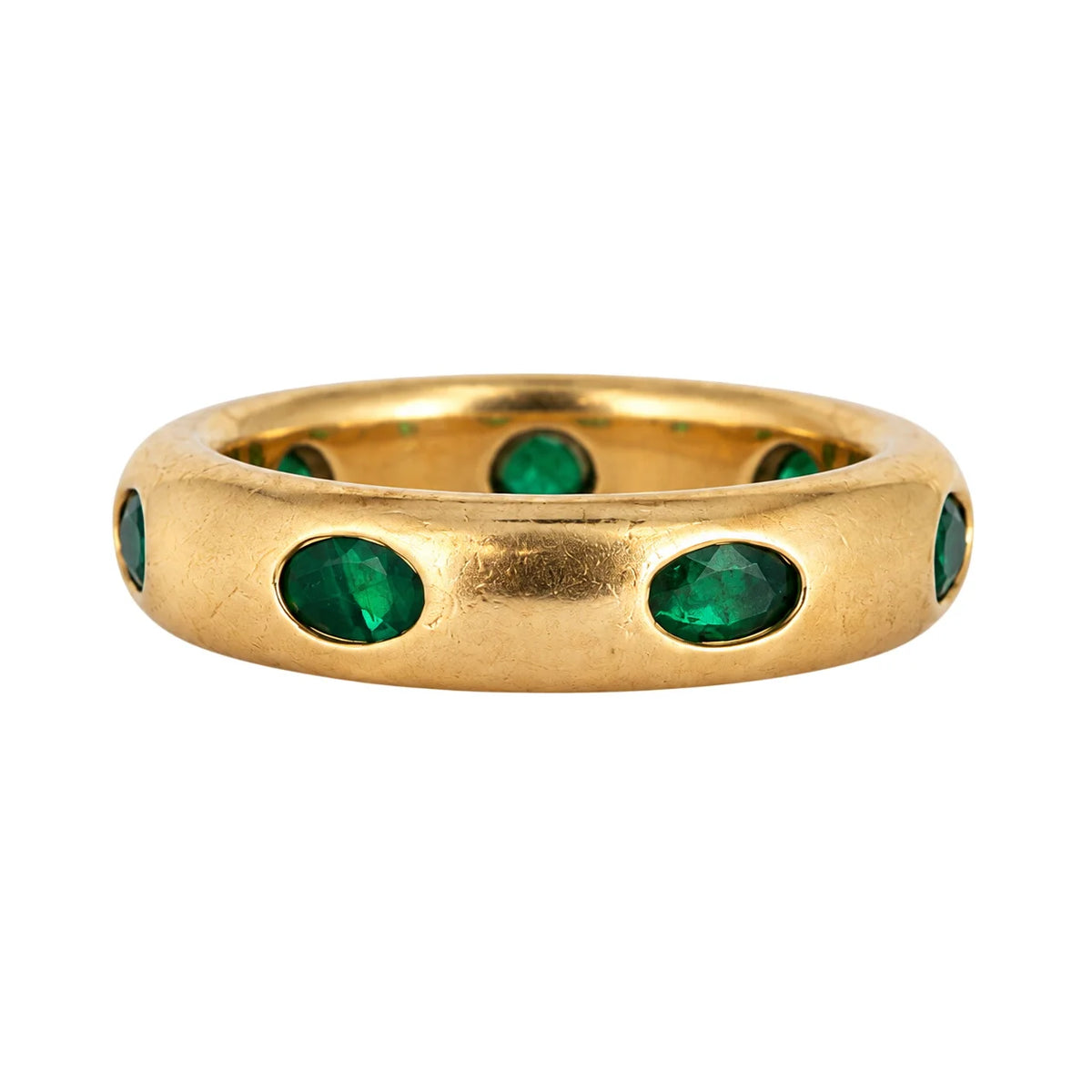 FRED Yellow Gold and Emerald Bangle Ring