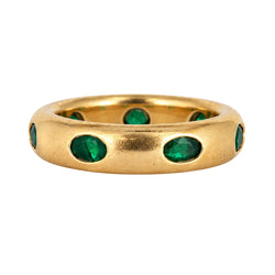 FRED Yellow Gold and Emerald Bangle Ring