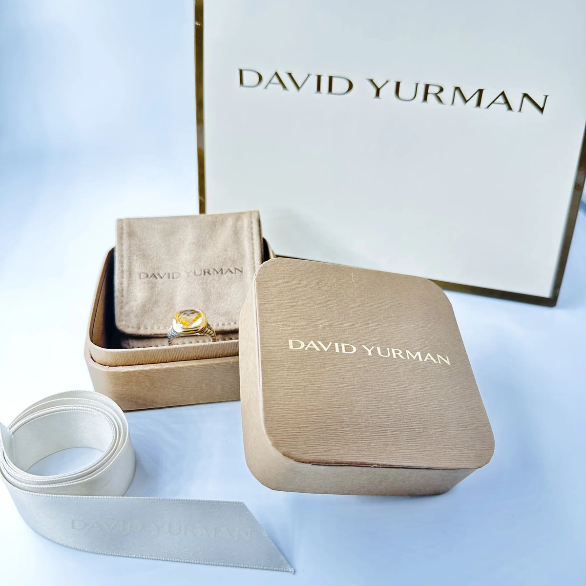 DAVID YURMAN "Albion" Ring in Silver, Yellow Gold, and Citrine