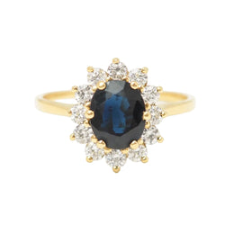 Marguerite Ring in Yellow Gold, Sapphire, and Diamonds