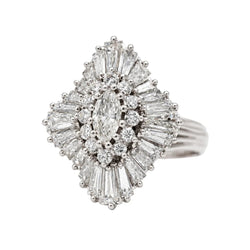 Bague Cocktail en platine et diamants