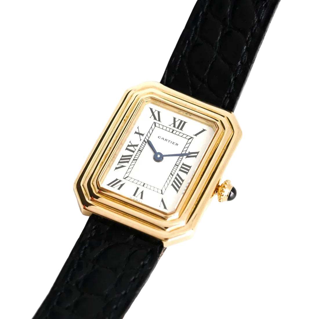 CARTIER "Cristallor" watch in yellow gold, rose gold, and leather