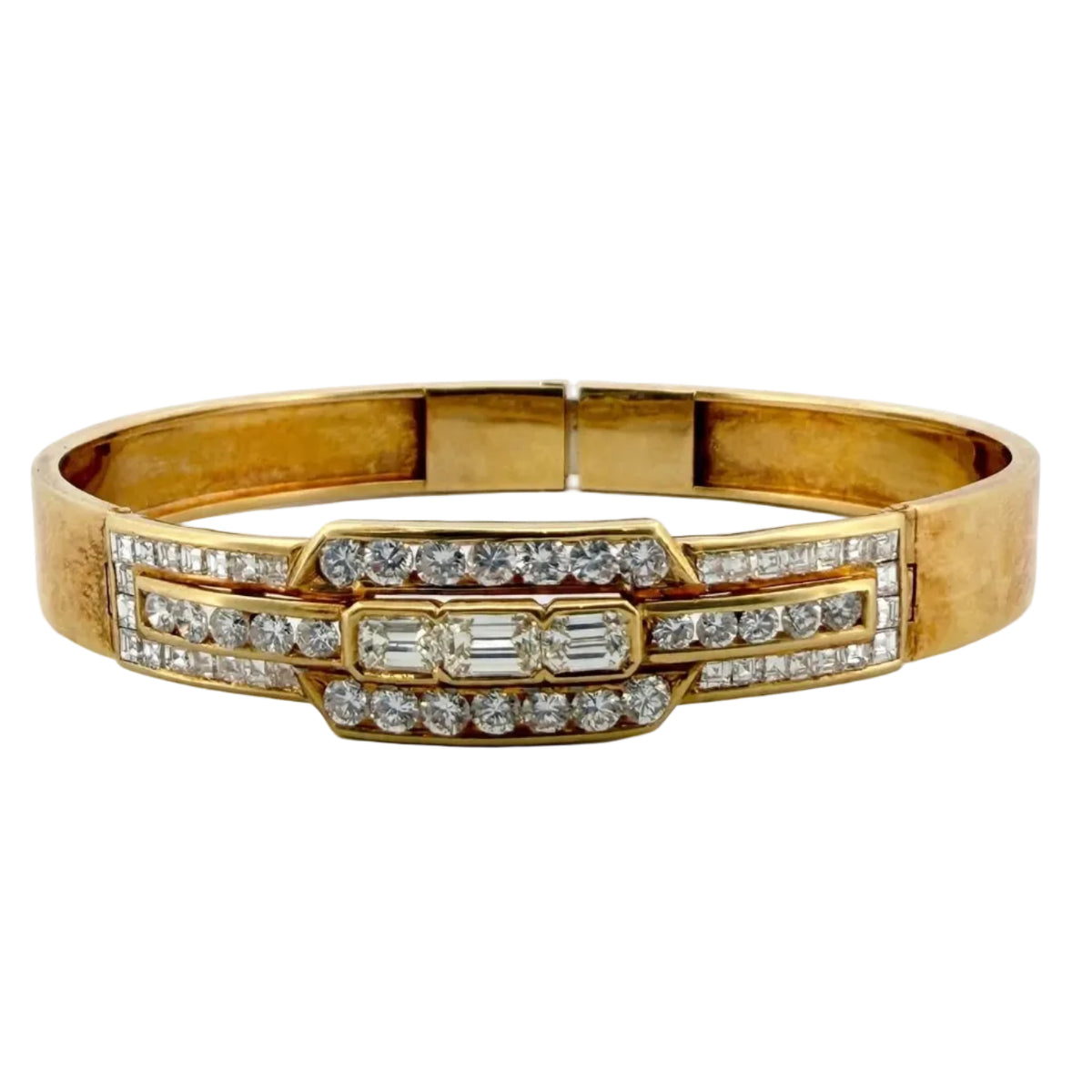 Yellow Gold and Diamond Bangle Bracelet