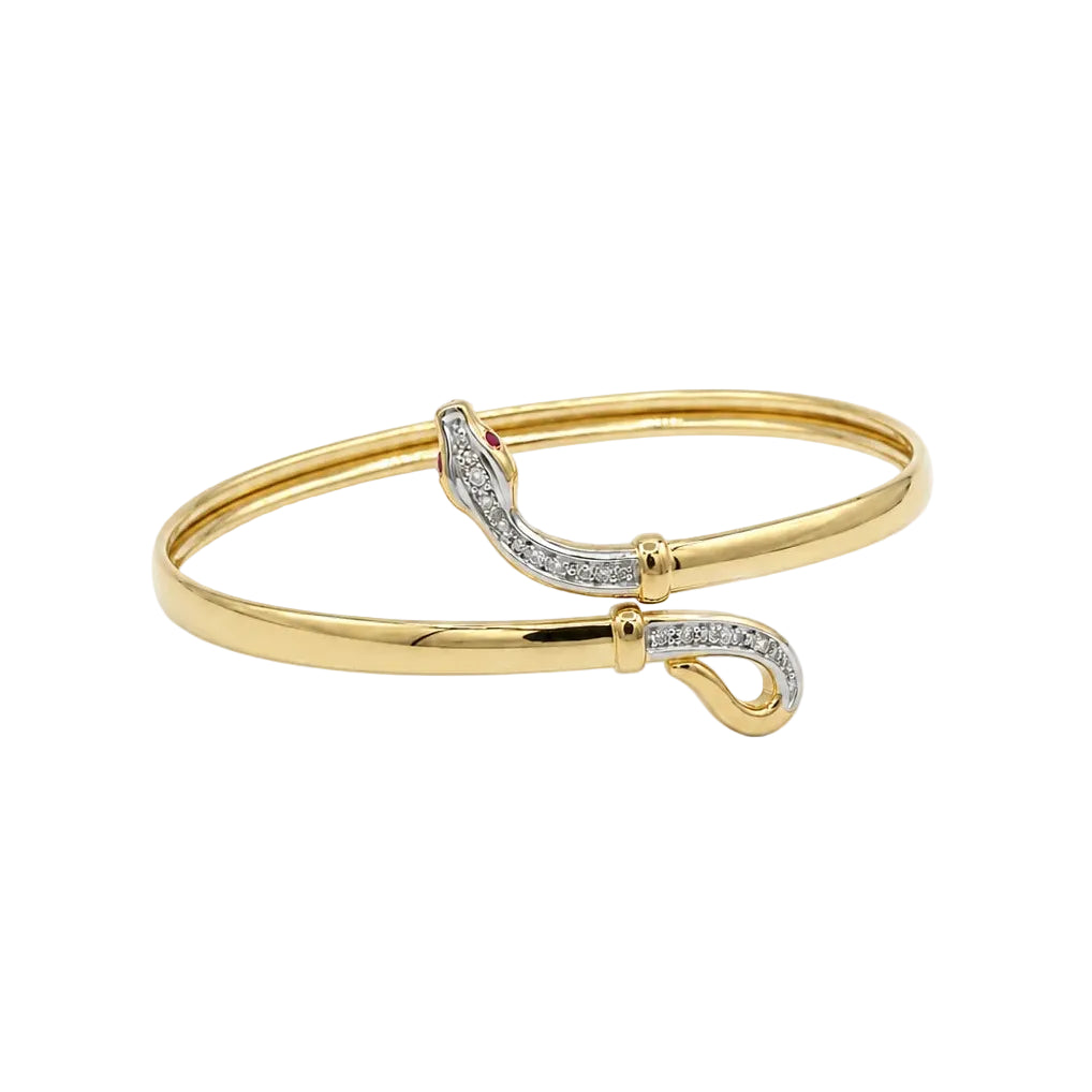 Yellow Gold Bangle Bracelet with Rubies and Diamonds