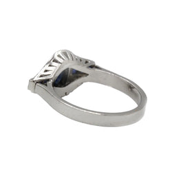White gold ring with sapphires and diamonds
