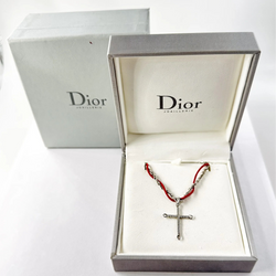 DIOR Silver Cross Pendant Necklace with Cord