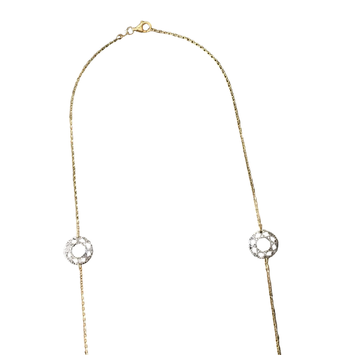 Long Necklace in White Gold and Yellow Gold