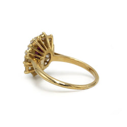 Marguerite Ring in Yellow Gold, Rubies, and Diamonds