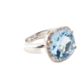 POIRAY "Filles Antik" Ring in white gold, blue Topaz, and Diamonds