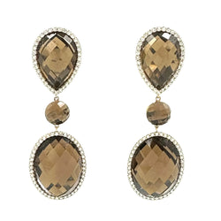 Boucles d'oreilles Pendantes ROBERTO COIN en or jaune, quartz et diamants