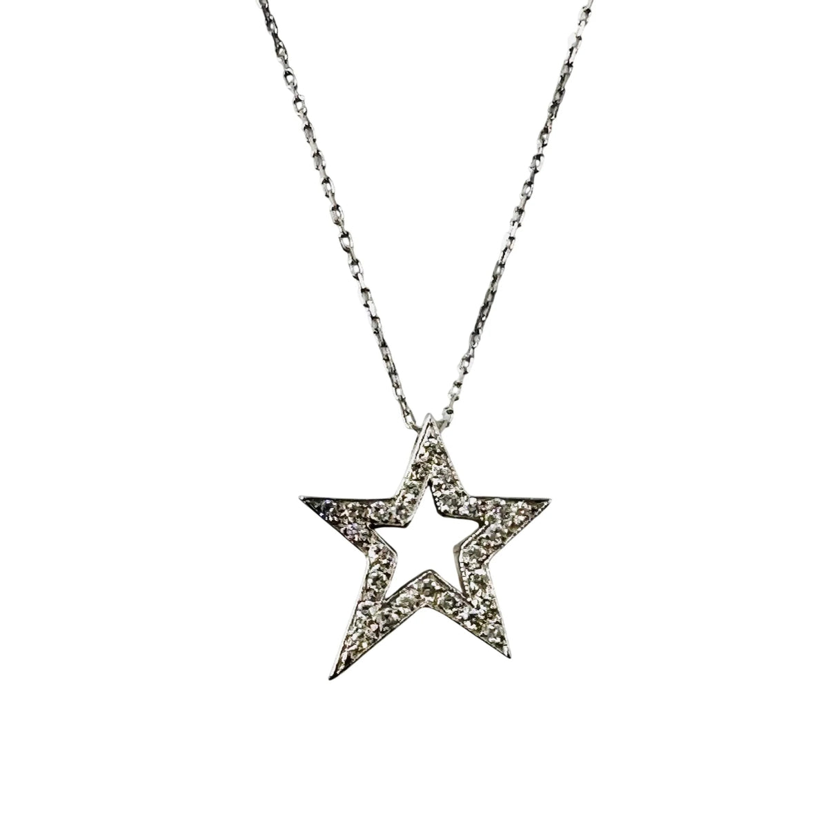 White Gold Star Pendant Necklace with Diamonds