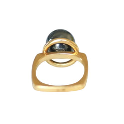 Bague Solitaire DINH VAN en or jaune et hématite