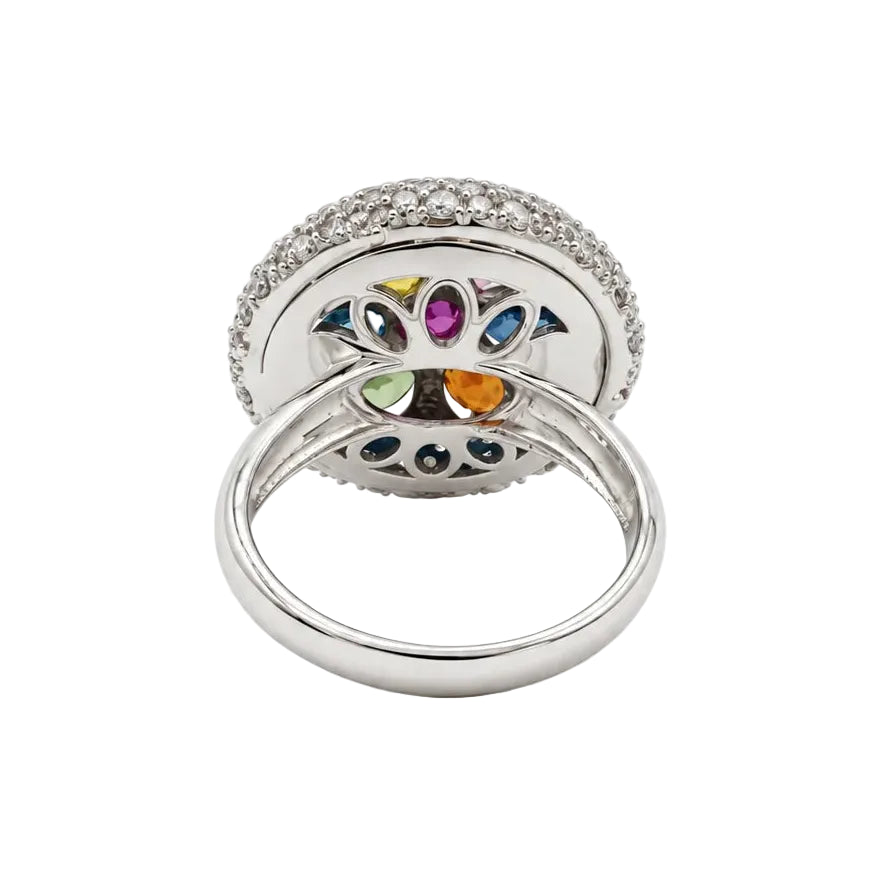 Bague Dôme en or blanc, saphirs et diamants