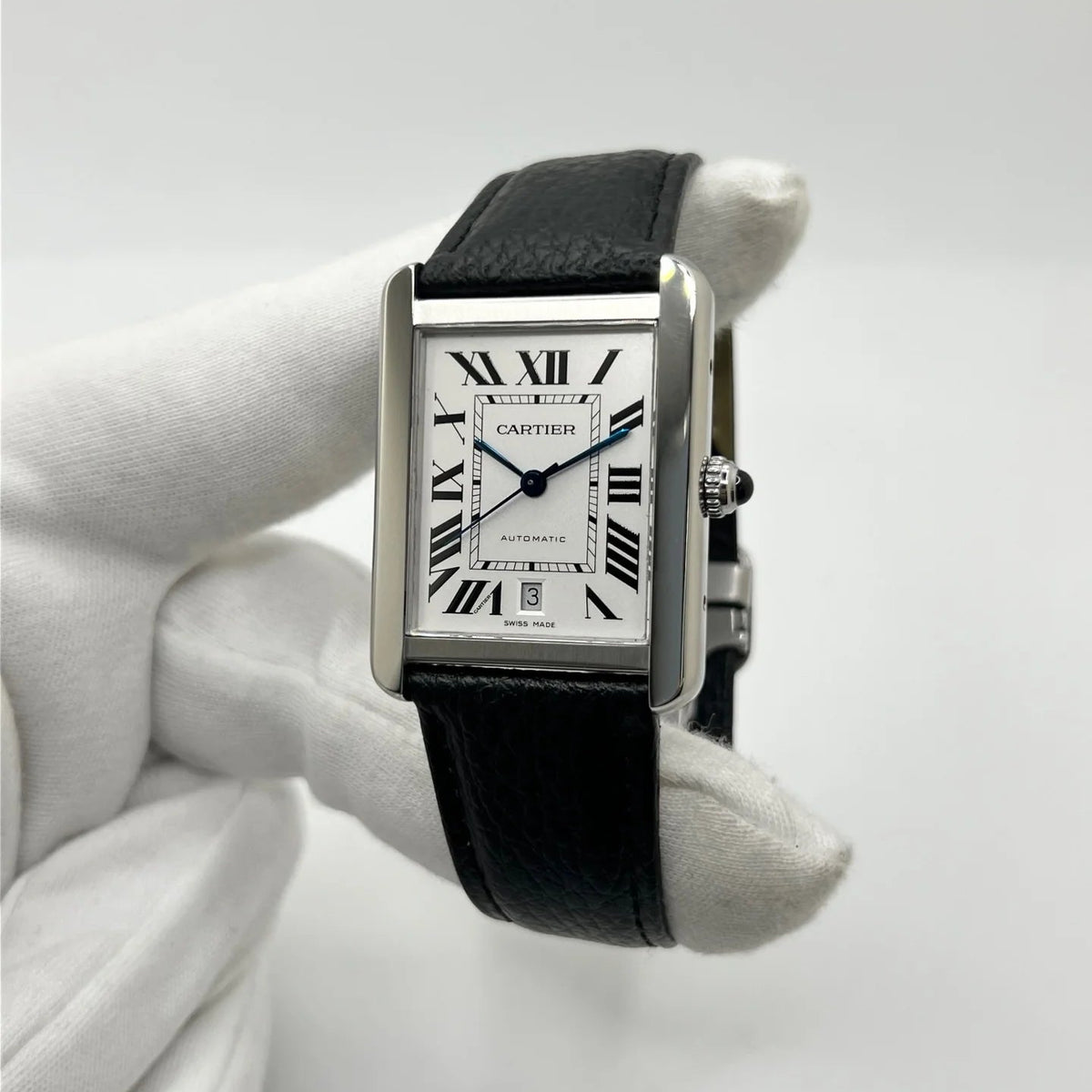 Montre CARTIER Tank Solo XL en acier et cuir