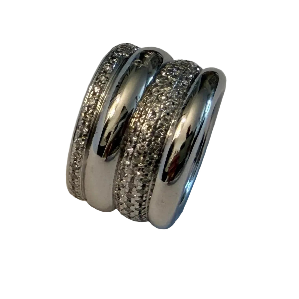 POMELLATO "Tubolare" Band Ring in white gold and diamonds
