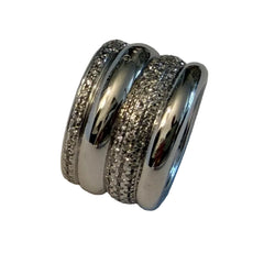 POMELLATO "Tubolare" Band Ring in white gold and diamonds