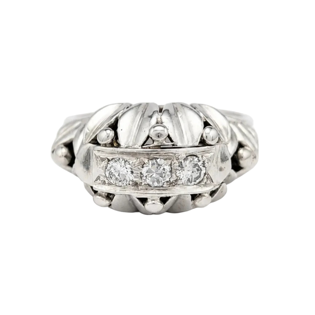 White Gold and Diamond Dome Ring