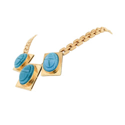 Yellow Gold and Turquoise Plastron Necklace