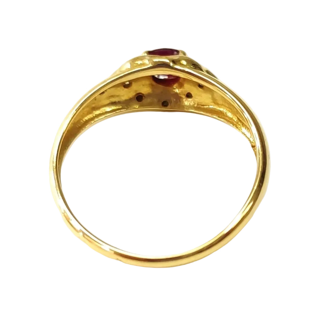 Yellow Gold Bangle Ring with Rubies and Diamonds