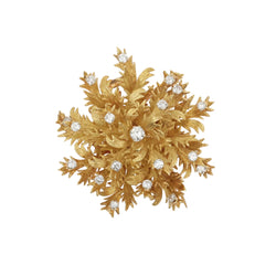 Yellow Gold and Diamond Clip Brooch