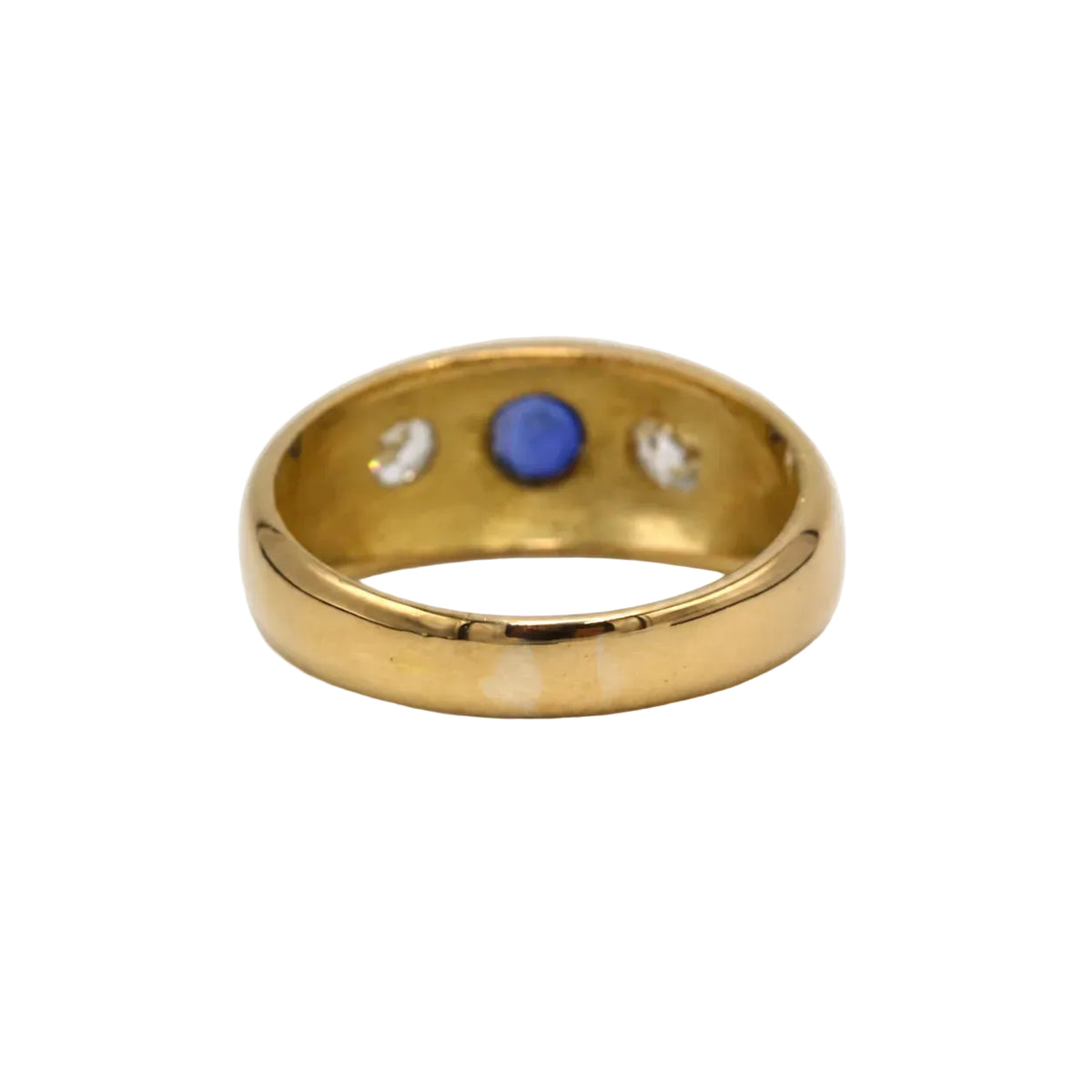 Yellow Gold Bangle Ring with Sapphire and Diamonds