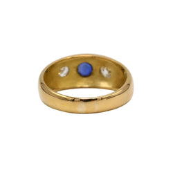 Yellow Gold Bangle Ring with Sapphire and Diamonds