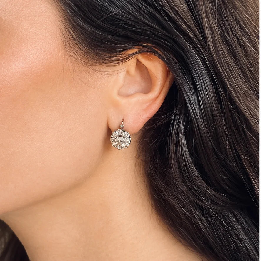 Rose gold, Platinum, and Diamond Lever-back Earrings