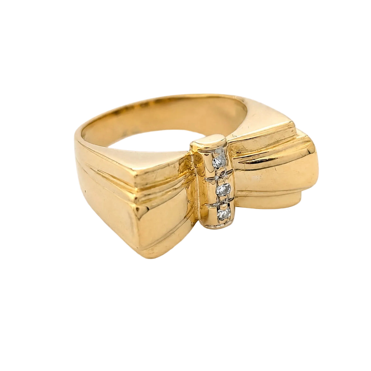 Yellow Gold and Diamond Tank Ring