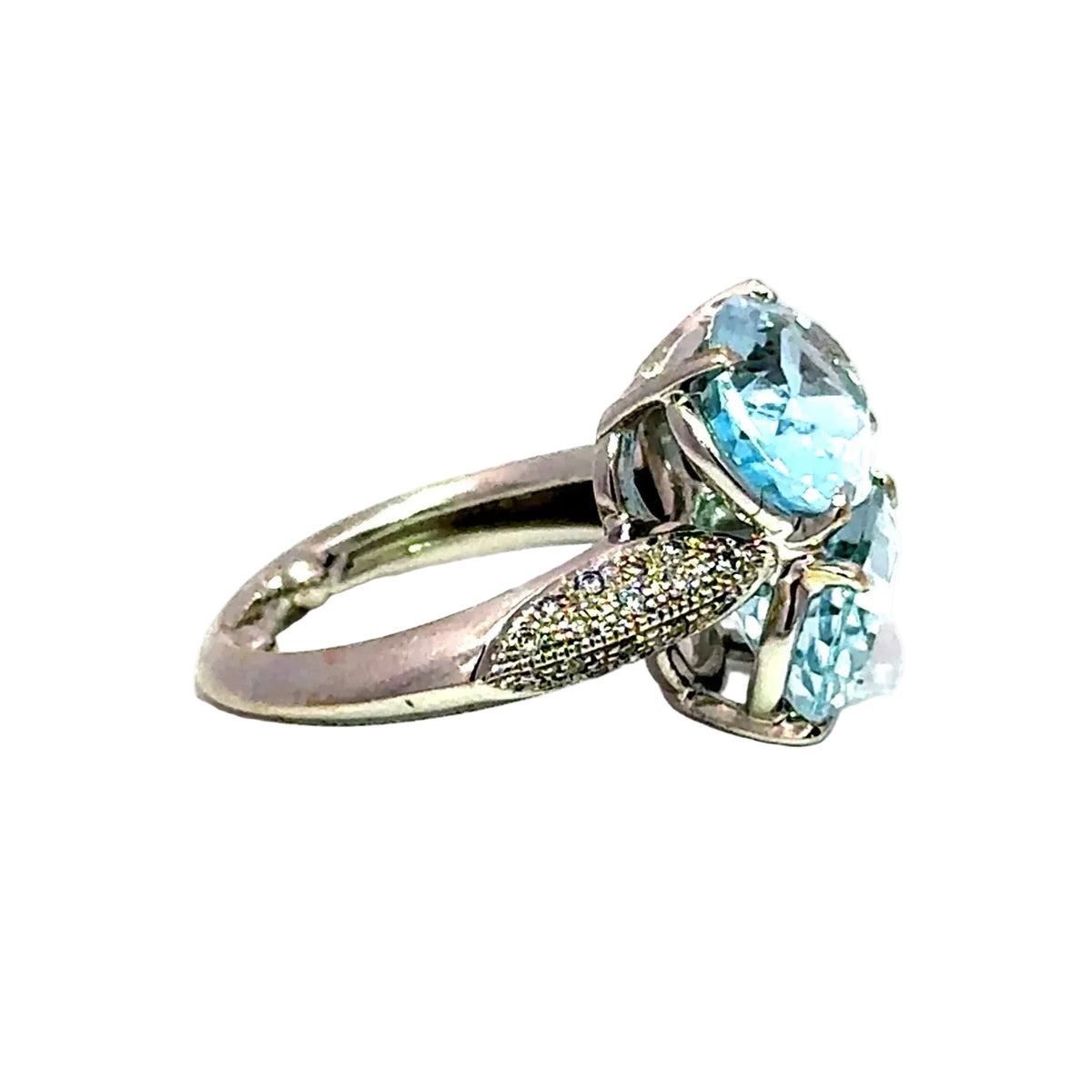 Cocktail Ring in White Gold, Topaz, and Diamonds