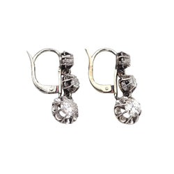 White Gold, Platinum, and Diamond Lever-back Earrings
