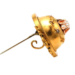 Yellow Gold Brooch with Pearls and a Diamond