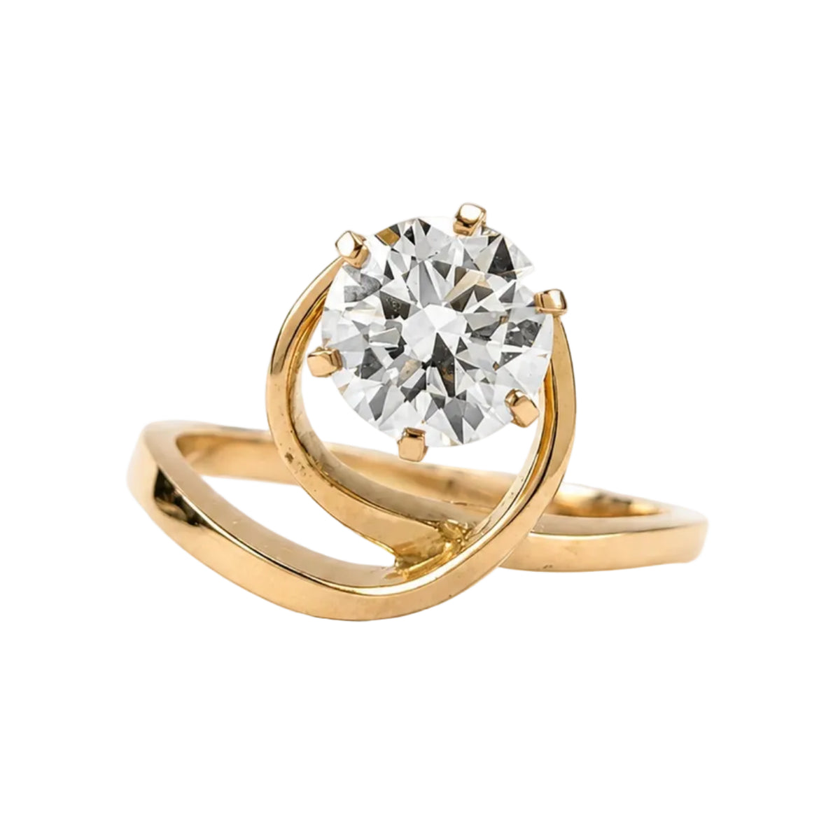 Yellow Gold Solitaire Ring with Diamond