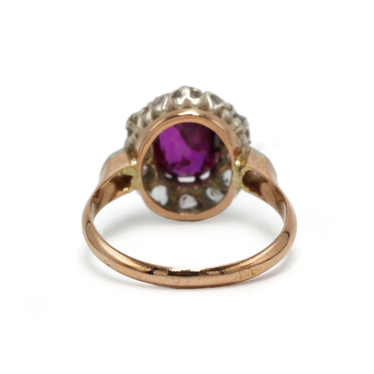 Marguerite Ring in yellow gold, Platinum, Rubies, and Diamonds