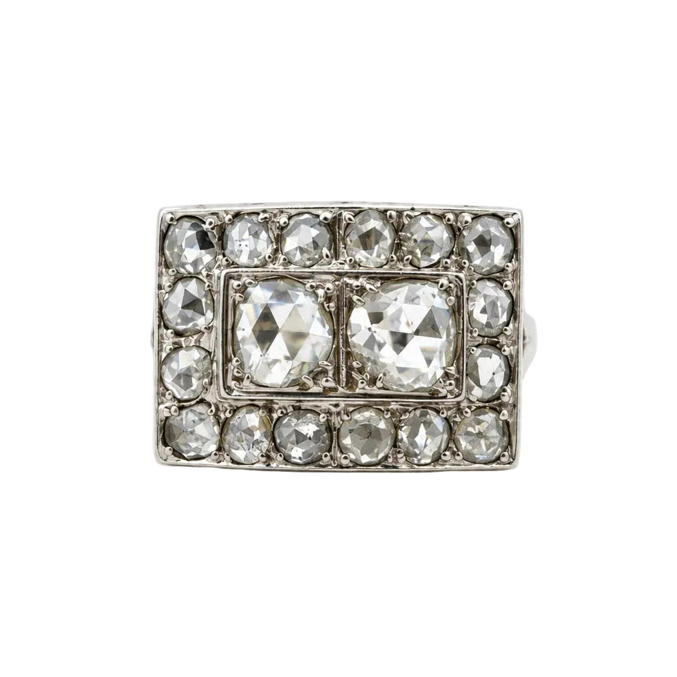 Tank Ring in White Gold and Diamonds
