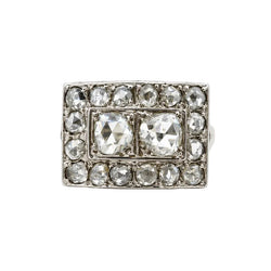 Tank Ring in White Gold and Diamonds