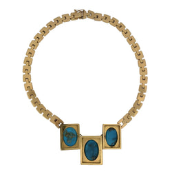 Yellow Gold and Turquoise Plastron Necklace