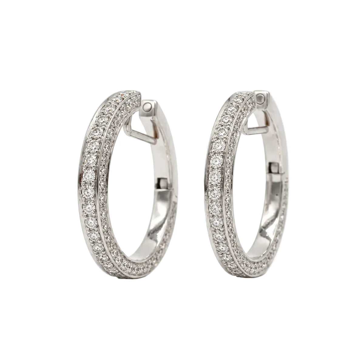 White gold and Diamond Hoop Earrings