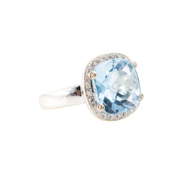POIRAY "Filles Antik" Ring in white gold, blue Topaz, and Diamonds