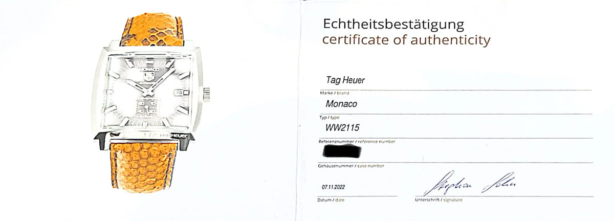TAG HEUER "Monaco Calibre 6" Watch in Stainless Steel and Leather