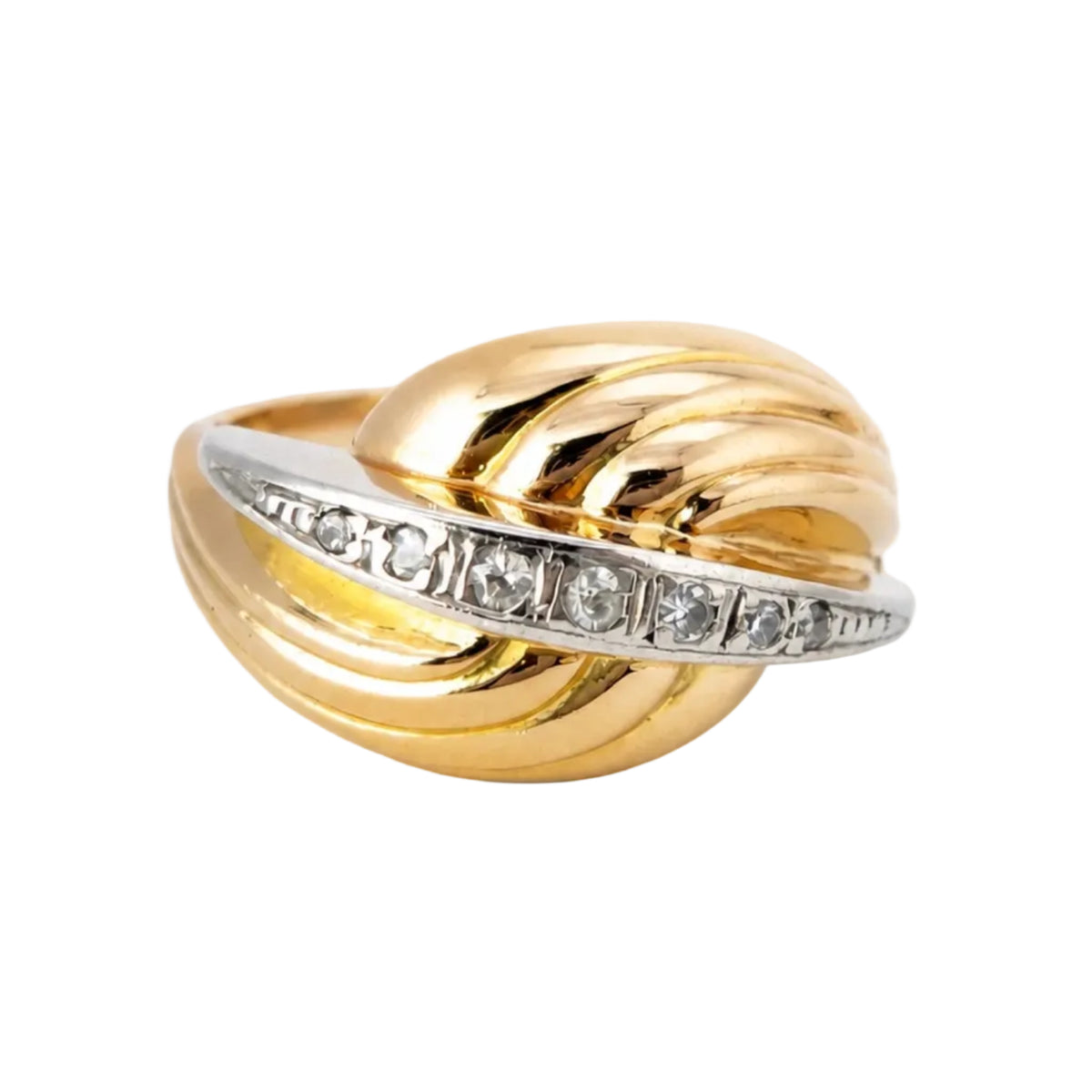 "Dôme" Ring in White Gold, Rose Gold, and Diamonds