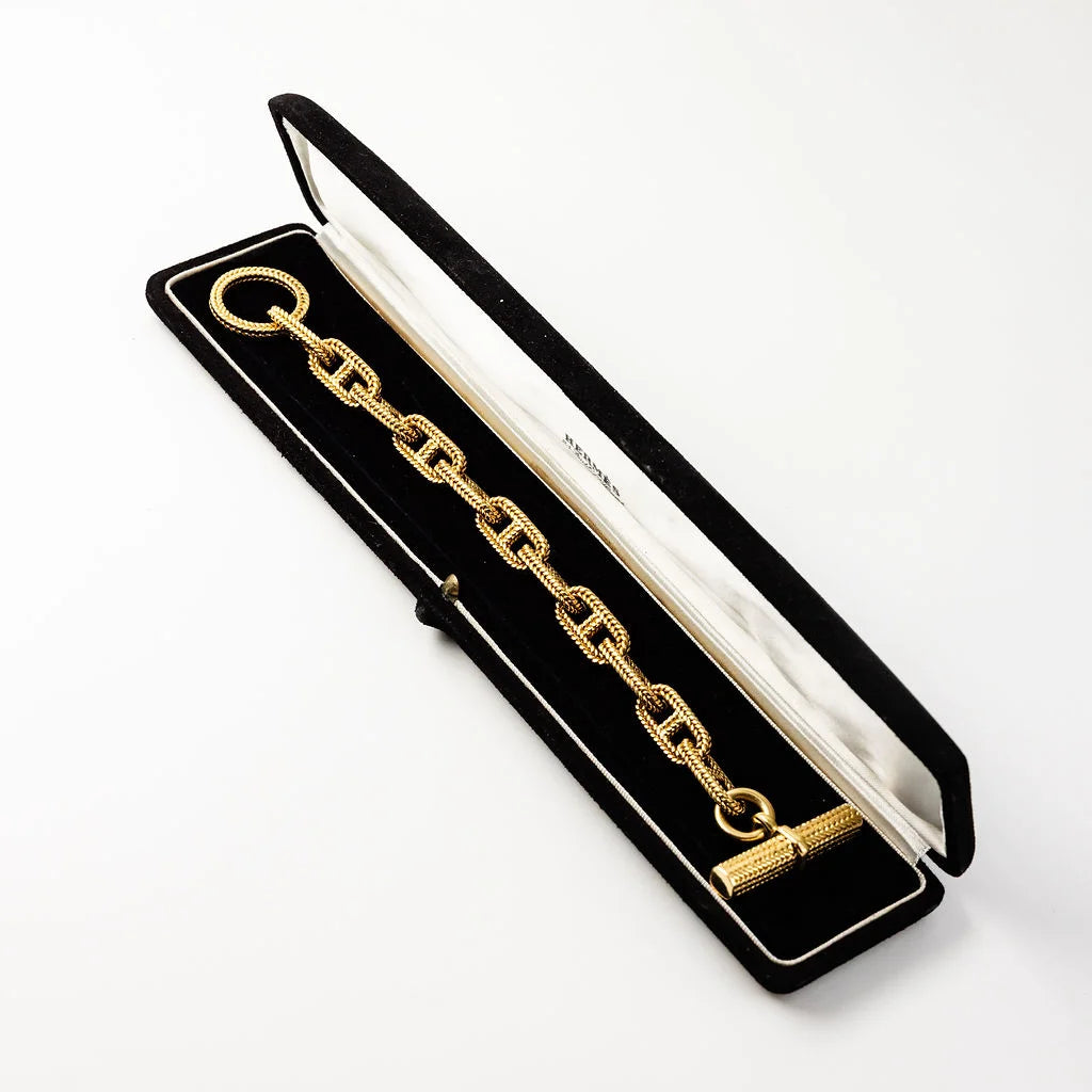 HERMÈS Bracelet by GEORGES LENFANT "Vendôme anchor chain in yellow gold"