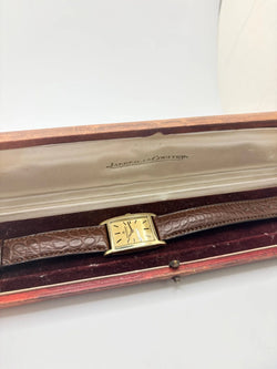 JAEGER-LECOULTRE "Tank Vintage" Watch in yellow gold, stainless steel, and leather