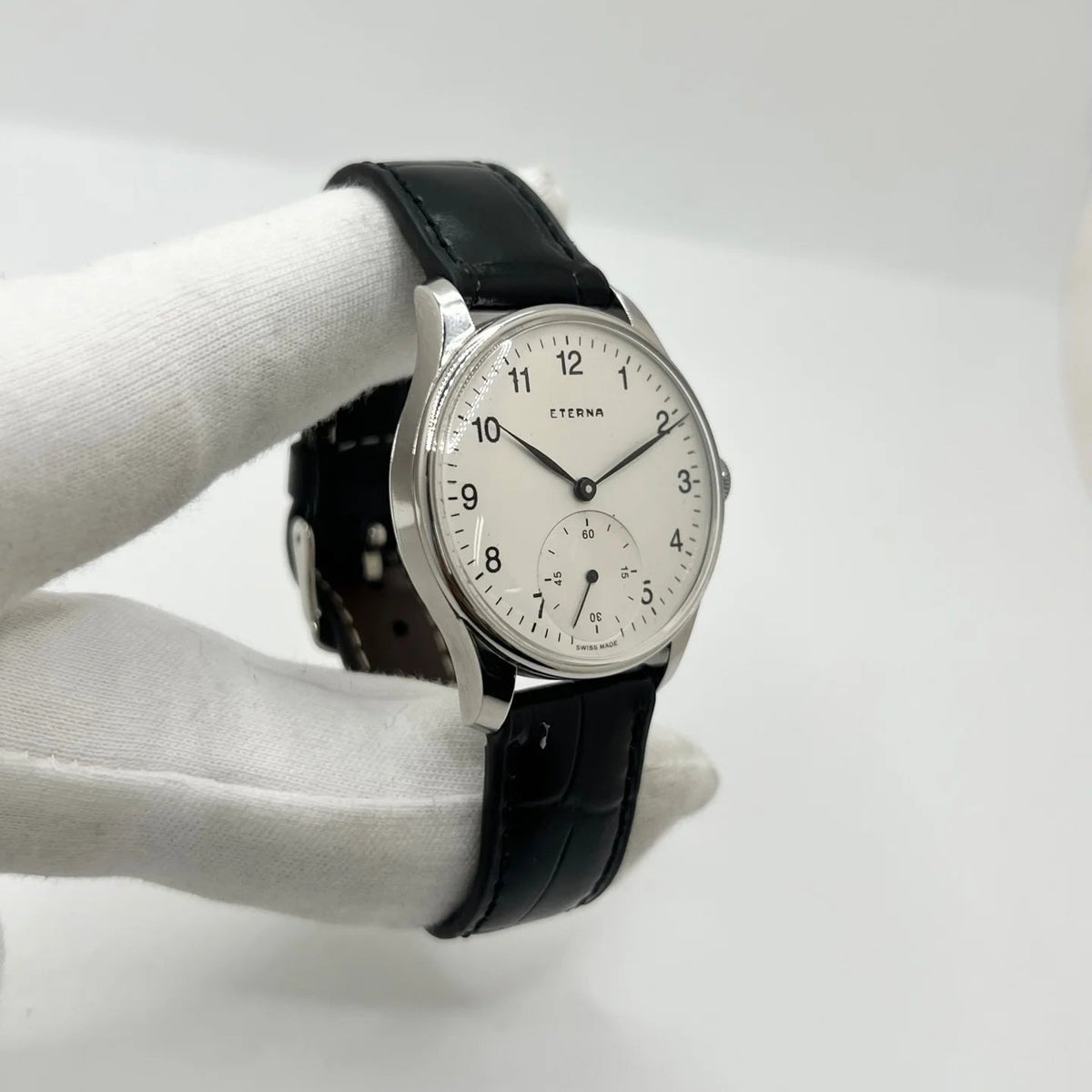 ETERNA "Calatrava" Watch in Stainless Steel and Leather