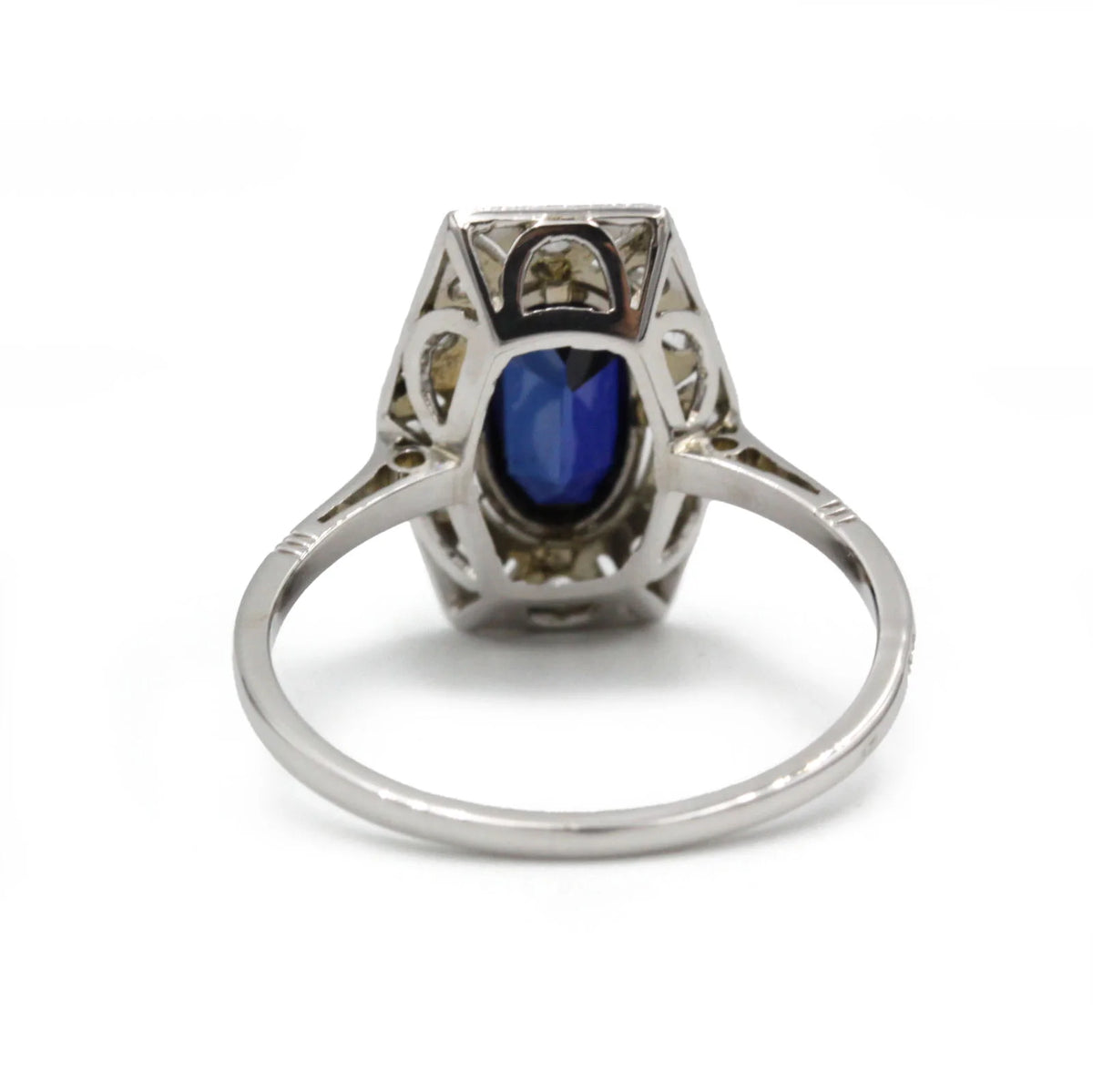Entourage Ring in white gold, sapphire, and diamonds