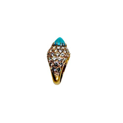 BOUCHERON ring in yellow gold, diamonds, and turquoise