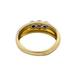 Trilogy Ring in Yellow Gold, Sapphires, and a Diamond