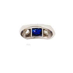 LOUIS HEISSLER Art Deco Tank Ring in platinum, sapphire, and diamonds